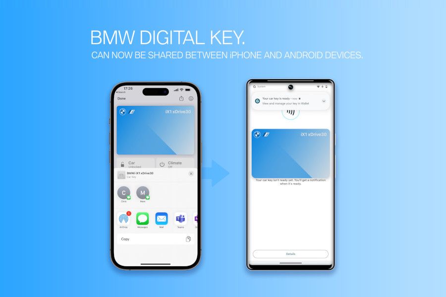 BMW Digitální klíč lze sdílet mezi telefony iPhone i s operačním systémem Android