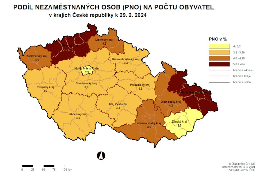 Nezaměstnanost se v únoru zastavila na 4 %