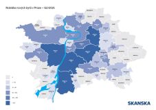 Přehled nabídky nových bytů v Praze podle městských částí